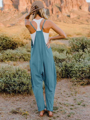 Double Take Full Size V-Neck Sleeveless Jumpsuit with Pockets Trendsi Double Take Full Size V-Neck Sleeveless Jumpsuit with Pockets Trendsi
