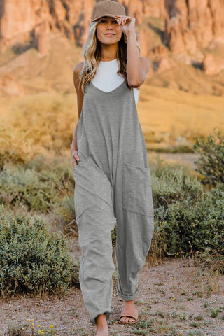 Double Take Full Size V-Neck Sleeveless Jumpsuit with Pockets Trendsi Double Take Full Size V-Neck Sleeveless Jumpsuit with Pockets Trendsi