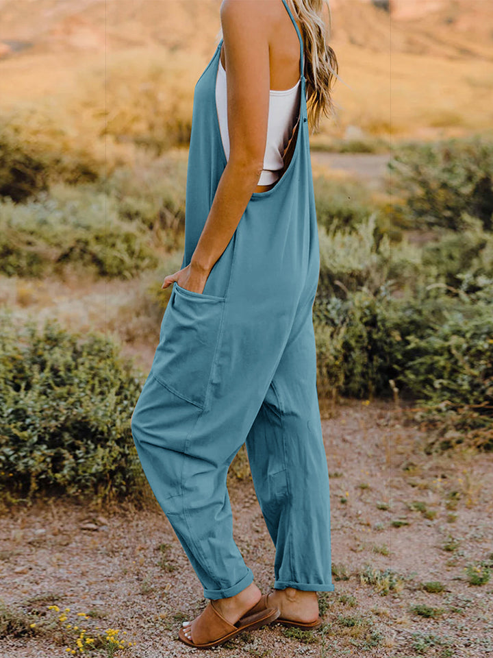 Double Take Full Size V-Neck Sleeveless Jumpsuit with Pockets Trendsi Double Take Full Size V-Neck Sleeveless Jumpsuit with Pockets Trendsi