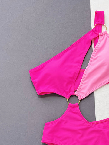 One-Shoulder Cutout Ring Detail One-Piece Swimsuit Trendsi One-Shoulder Cutout Ring Detail One-Piece Swimsuit Trendsi