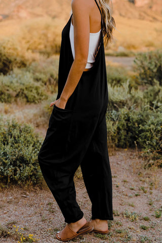 Double Take Full Size V-Neck Sleeveless Jumpsuit with Pockets Trendsi Double Take Full Size V-Neck Sleeveless Jumpsuit with Pockets Trendsi