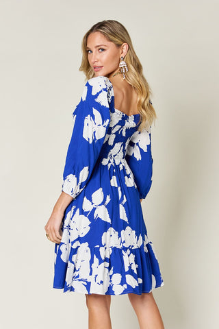 Double Take Full Size Floral Ruffle Hem Smocked Dress Trendsi Double Take Full Size Floral Ruffle Hem Smocked Dress Trendsi