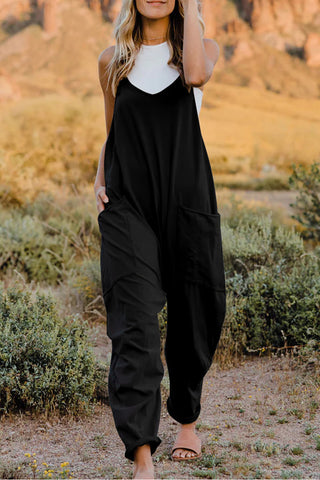 Double Take Full Size V-Neck Sleeveless Jumpsuit with Pockets Trendsi Double Take Full Size V-Neck Sleeveless Jumpsuit with Pockets Trendsi