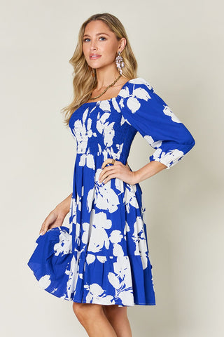 Double Take Full Size Floral Ruffle Hem Smocked Dress Trendsi Double Take Full Size Floral Ruffle Hem Smocked Dress Trendsi