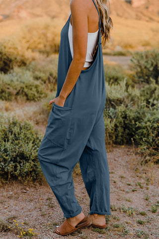 Double Take Full Size V-Neck Sleeveless Jumpsuit with Pockets Trendsi Double Take Full Size V-Neck Sleeveless Jumpsuit with Pockets Trendsi