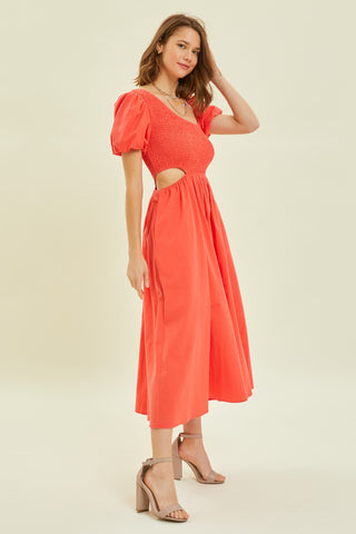 HEYSON Smocked Cutout Midi Dress Trendsi HEYSON Smocked Cutout Midi Dress Trendsi