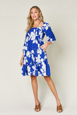 Double Take Full Size Floral Ruffle Hem Smocked Dress Trendsi Double Take Full Size Floral Ruffle Hem Smocked Dress Trendsi