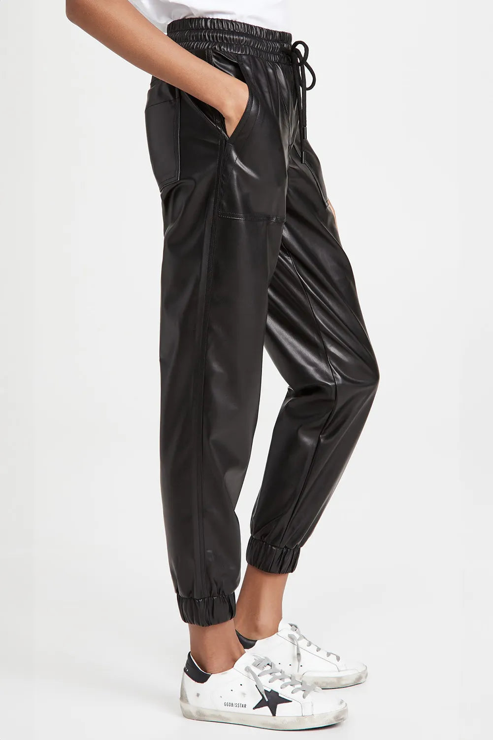 Drawstring PU Leather Pants with Pockets Trendsi Drawstring PU Leather Pants with Pockets Trendsi