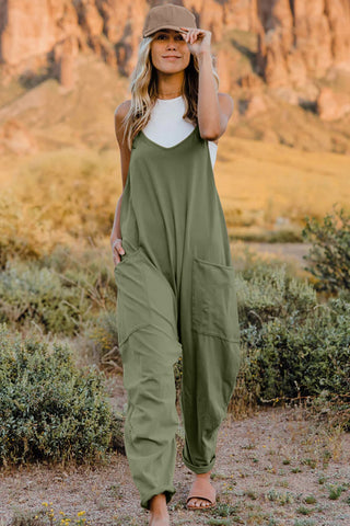 Double Take Full Size V-Neck Sleeveless Jumpsuit with Pockets Trendsi Double Take Full Size V-Neck Sleeveless Jumpsuit with Pockets Trendsi