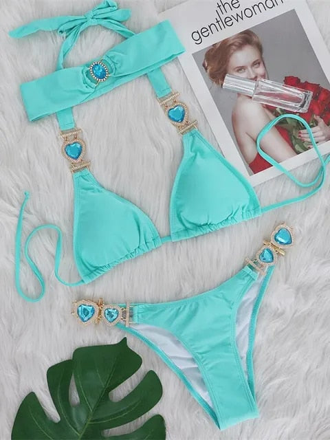 Sexy Rhinestones Bikini With Headband Fashion Boss 21 Sexy Rhinestones Bikini With Headband Fashion Boss 21