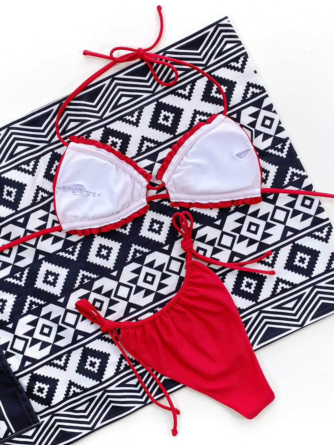 Frill Trill Halter Neck Bikini Set Trendsi Frill Trill Halter Neck Bikini Set Trendsi