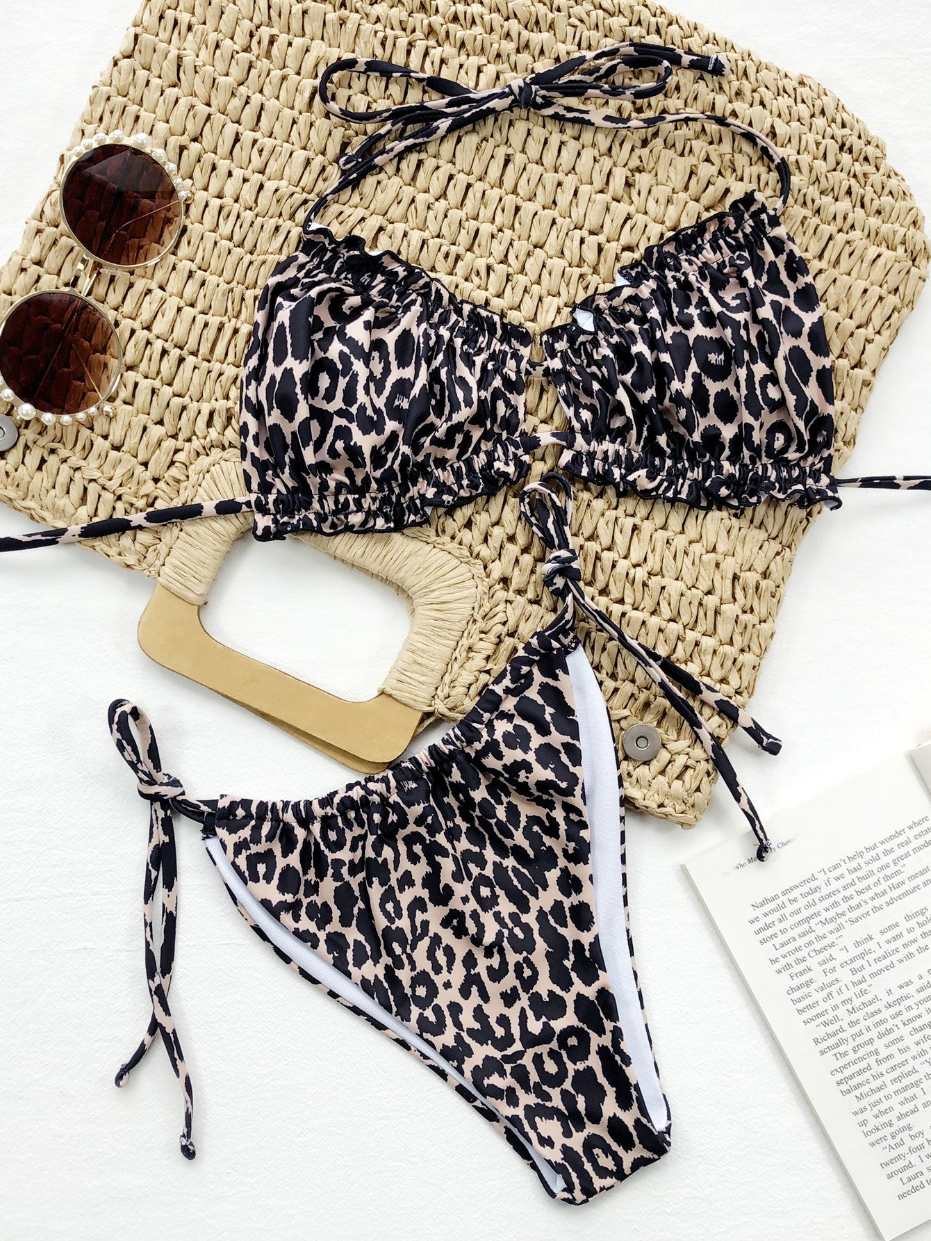 Frill Trill Halter Neck Bikini Set Trendsi Frill Trill Halter Neck Bikini Set Trendsi
