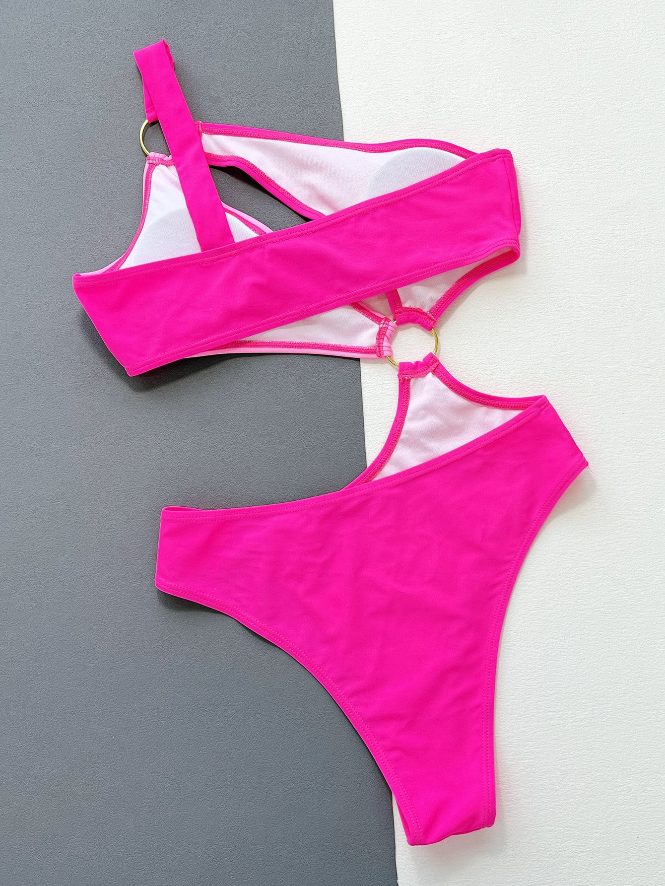 One-Shoulder Cutout Ring Detail One-Piece Swimsuit Trendsi One-Shoulder Cutout Ring Detail One-Piece Swimsuit Trendsi