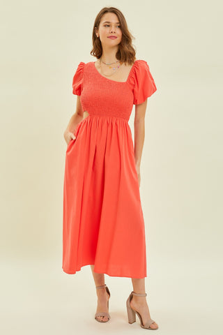 HEYSON Smocked Cutout Midi Dress Trendsi HEYSON Smocked Cutout Midi Dress Trendsi