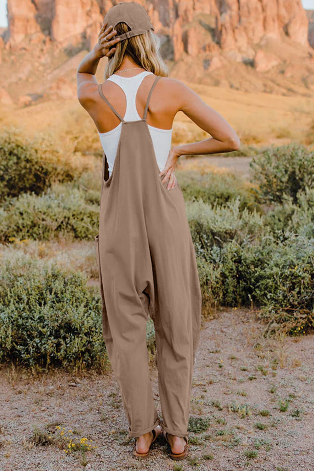 Double Take Full Size V-Neck Sleeveless Jumpsuit with Pockets Trendsi Double Take Full Size V-Neck Sleeveless Jumpsuit with Pockets Trendsi