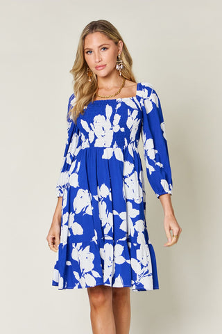 Double Take Full Size Floral Ruffle Hem Smocked Dress Trendsi Double Take Full Size Floral Ruffle Hem Smocked Dress Trendsi