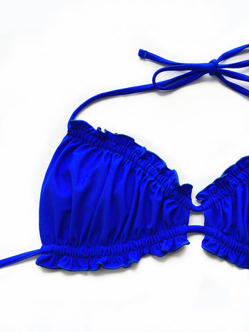 Frill Trill Halter Neck Bikini Set Trendsi Frill Trill Halter Neck Bikini Set Trendsi