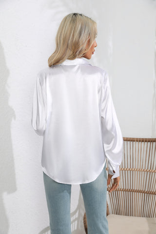 Lapel Collar Button Up Long Sleeve Shirt Trendsi Lapel Collar Button Up Long Sleeve Shirt Trendsi