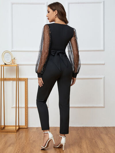Plunge Long Sleeve Jumpsuit Trendsi Plunge Long Sleeve Jumpsuit Trendsi