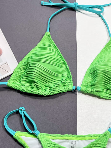 Ribbed Halter Neck Two-Piece Bikini Set Trendsi Ribbed Halter Neck Two-Piece Bikini Set Trendsi