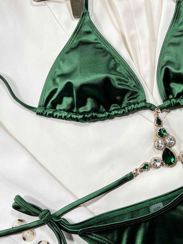 Rhinestone Decor Halter Neck Bikini Set Trendsi Rhinestone Decor Halter Neck Bikini Set Trendsi