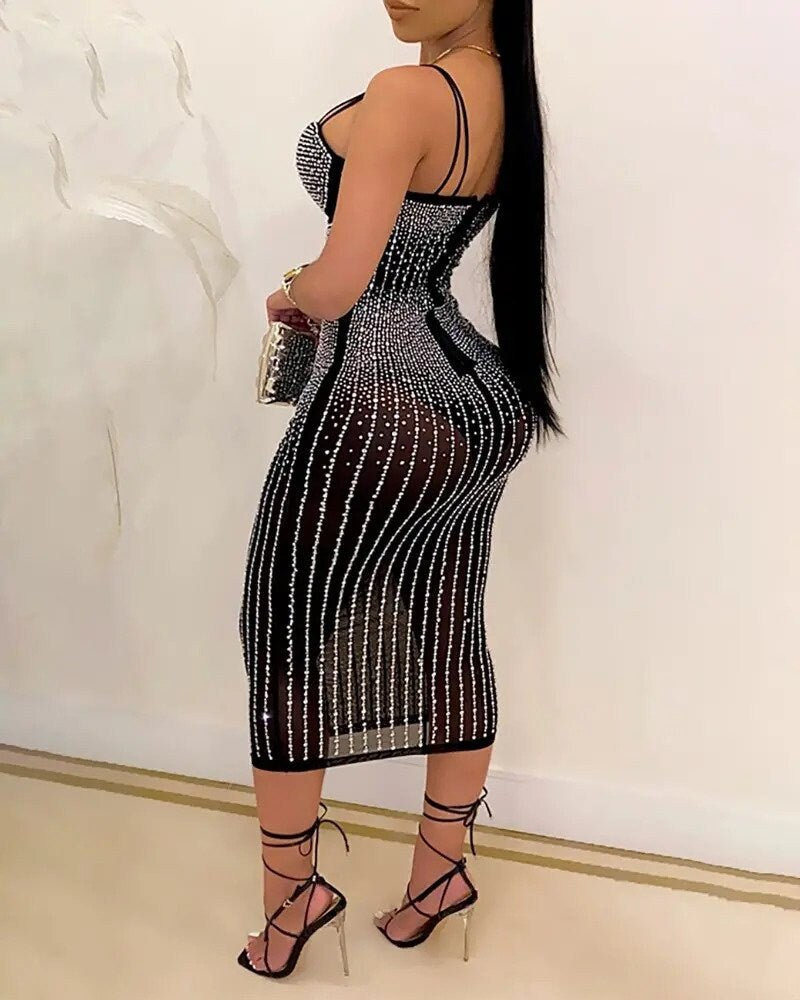 Spaghetti Strap Studded Bodycon Dress Fashion Boss 21 Spaghetti Strap Studded Bodycon Dress Fashion Boss 21