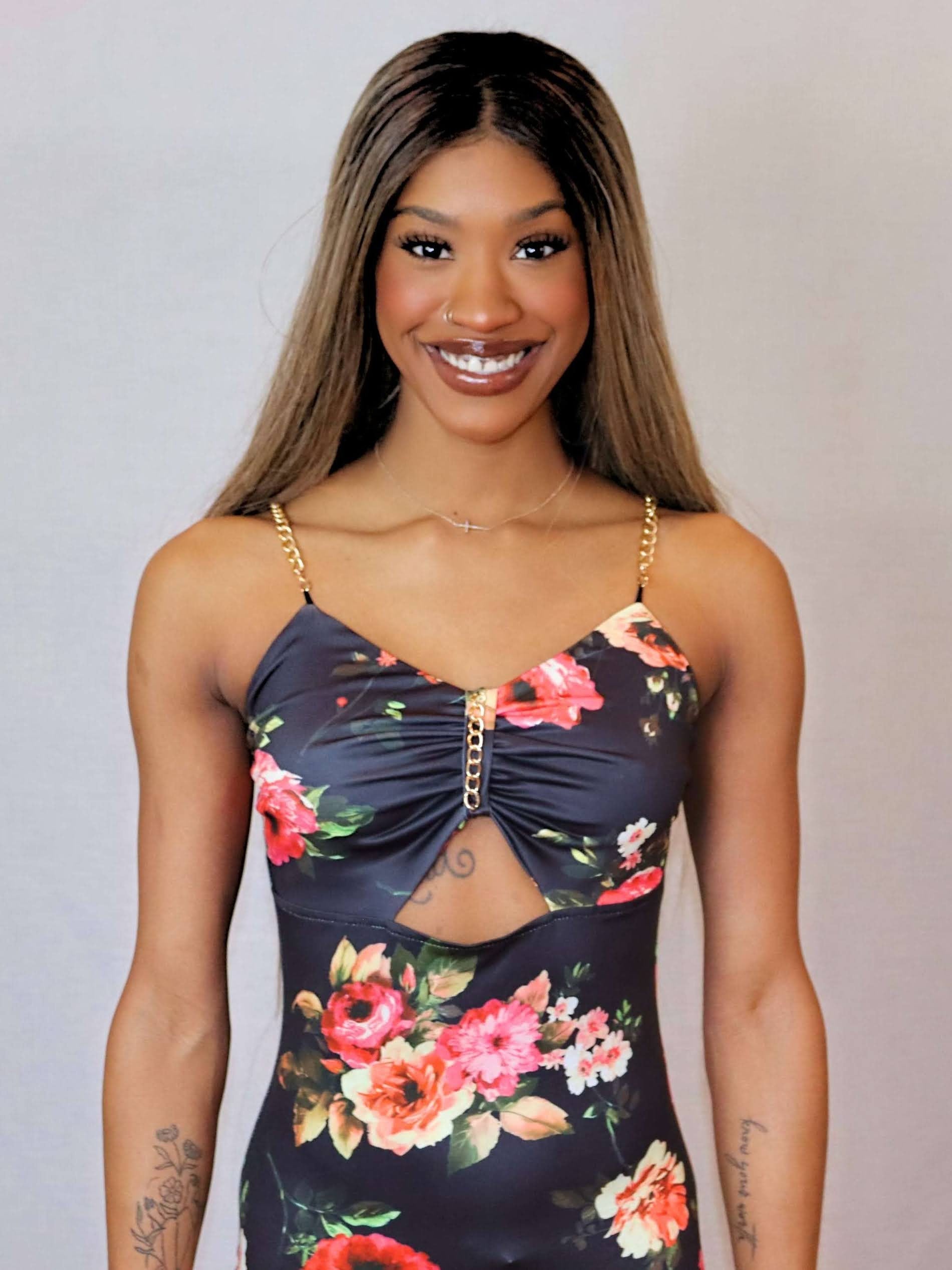 Floral Print Chain Decor Bodycon Dress Fashion Boss 21 Floral Print Chain Decor Bodycon Dress Fashion Boss 21