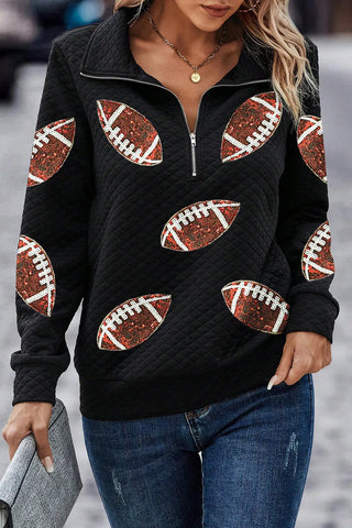 Sequin Football Long Sleeve Sweatshirt Trendsi