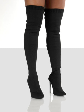 Point Toe Over Knee Stiletto Boots Trendsi