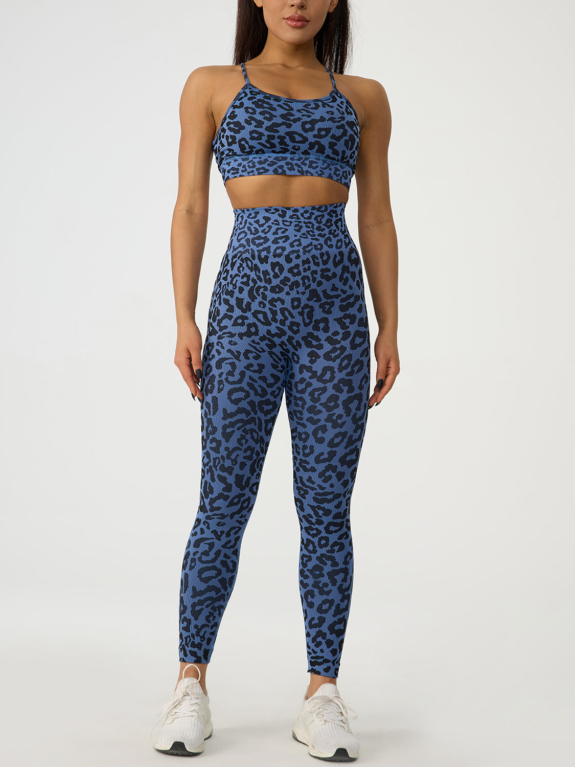 Leopard Crisscross Top and Leggings Active Set Trendsi