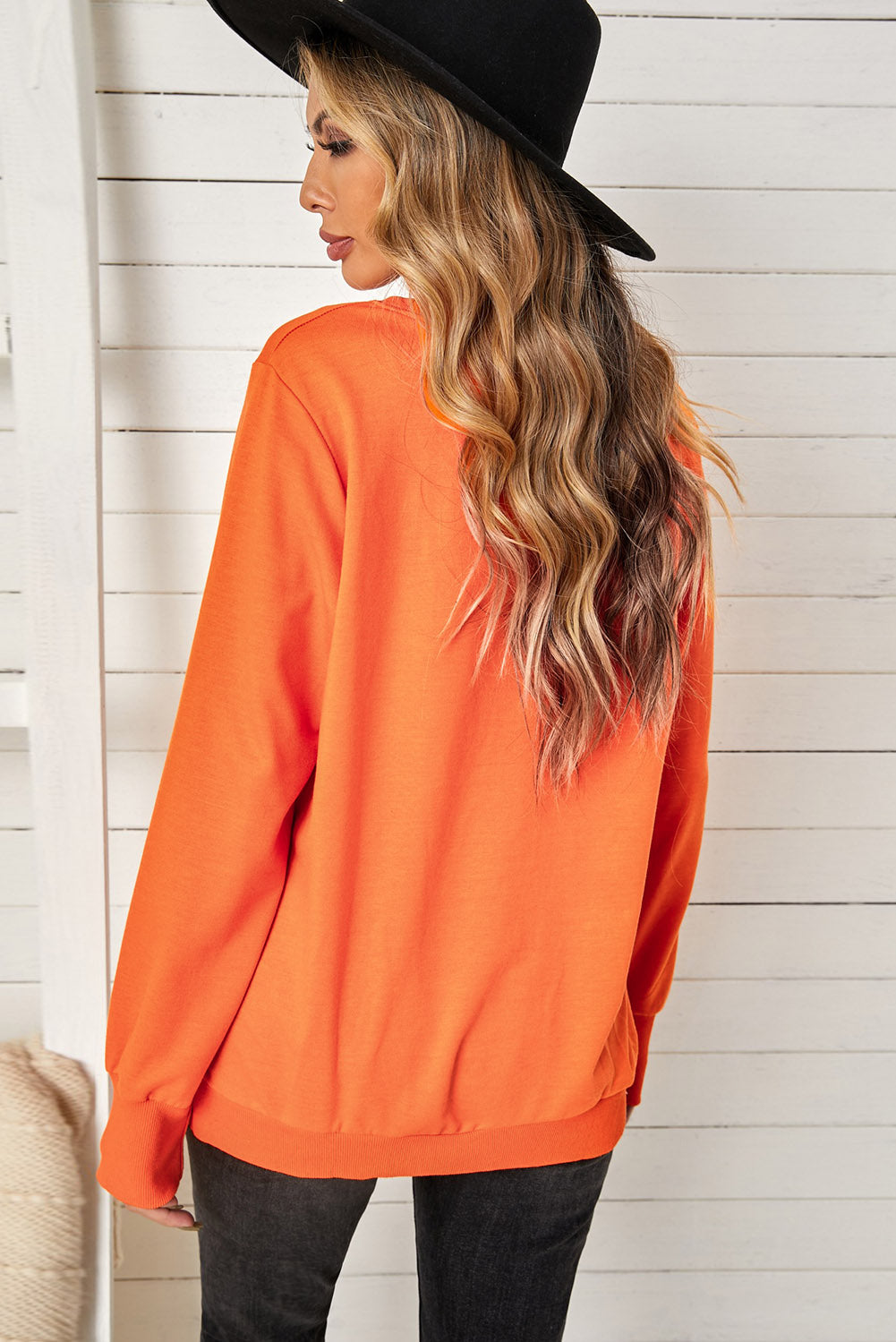 Leopard Jack-O-Lantern Sweatshirt Trendsi