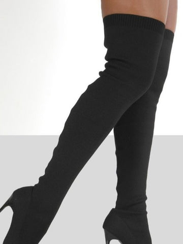 Point Toe Over Knee Stiletto Boots Trendsi