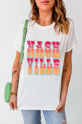 Letter Graphic Round Neck Short Sleeve T-Shirt Trendsi