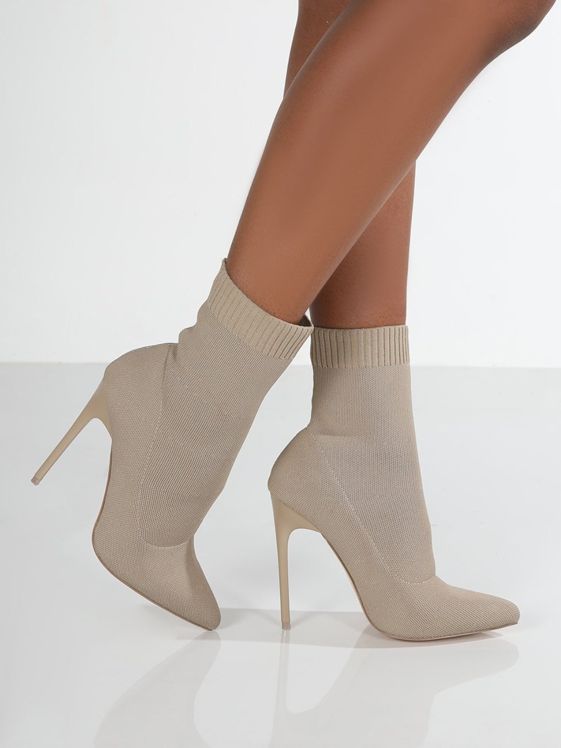 Mesh Point Toe Stiletto Boots Trendsi