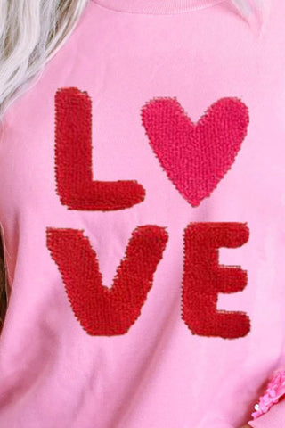 LOVE Sequin Dropped Shoulder Sweatshirt Trendsi