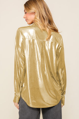 Gold Metallic Luster Chest Pocket Shirt Fashion Boss 21