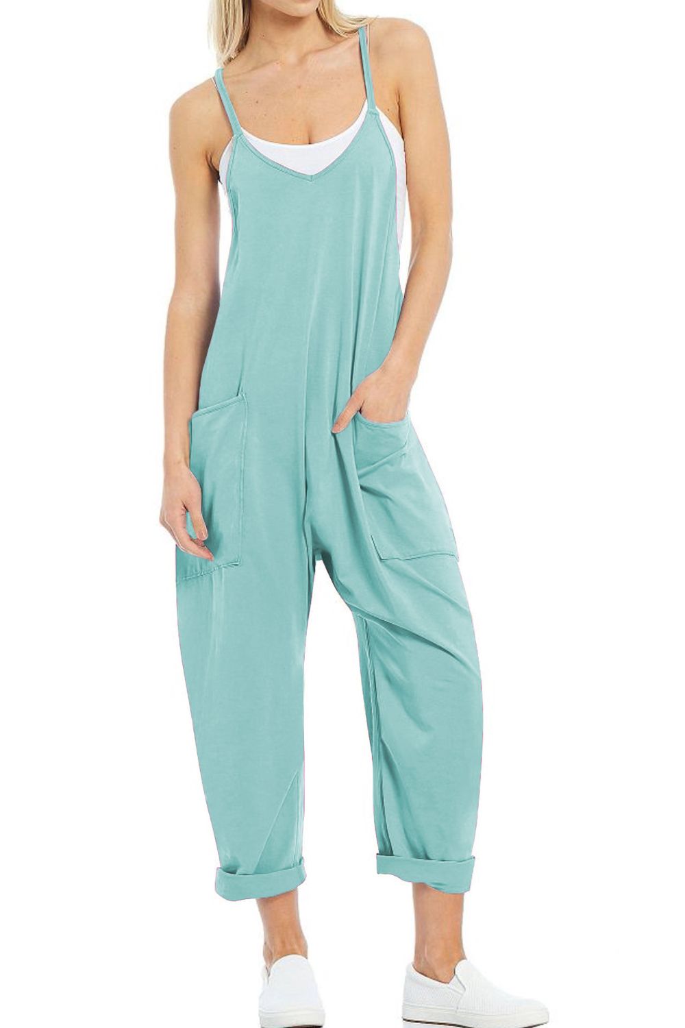 Spaghetti Strap Jumpsuit with Pockets Trendsi