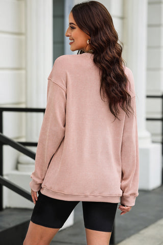 Sequin Candy Cane Round Neck Sweatshirt Trendsi