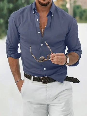 Men's Button Down Long Sleeve Casual Shirt Fashion Boss 21