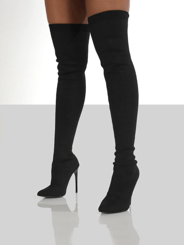 Point Toe Over Knee Stiletto Boots Trendsi