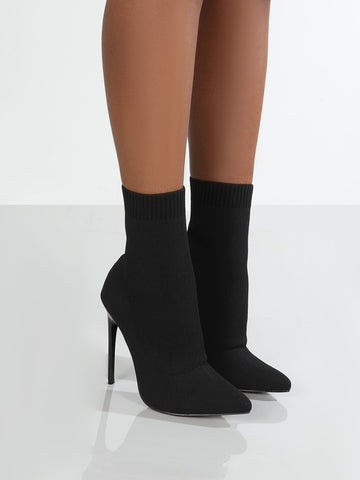 Mesh Point Toe Stiletto Boots Trendsi