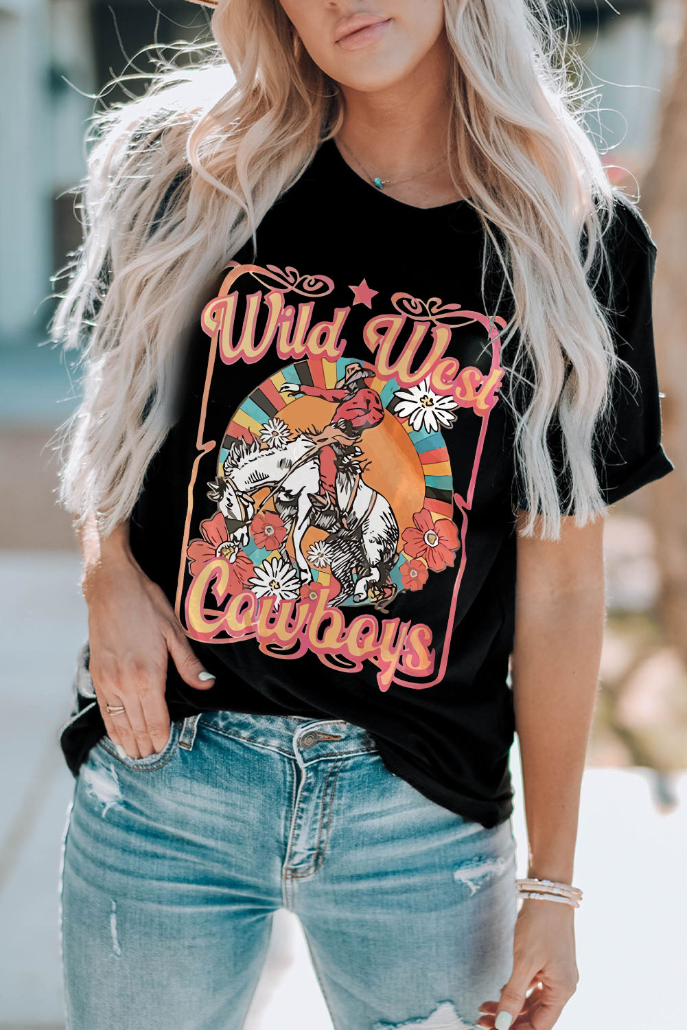 WILD WEST COWBOYS Graphic Tee Shirt Trendsi