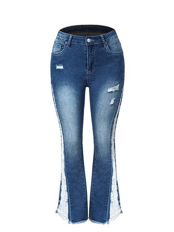 Distressed Raw Hem Bootcut Jeans Trendsi