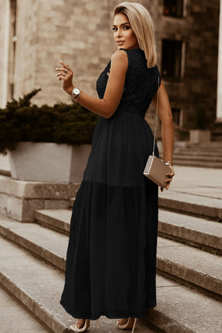 Slit Lace Detail V-Neck Dress Trendsi