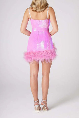 Pink Sequin Mini Dress Fashion Boss 21