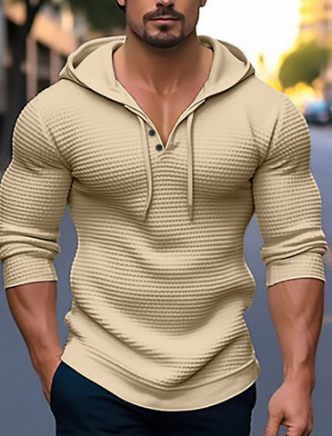 Men's Waffle Shirt Tee Top Long Sleeve Fashion Boss 21