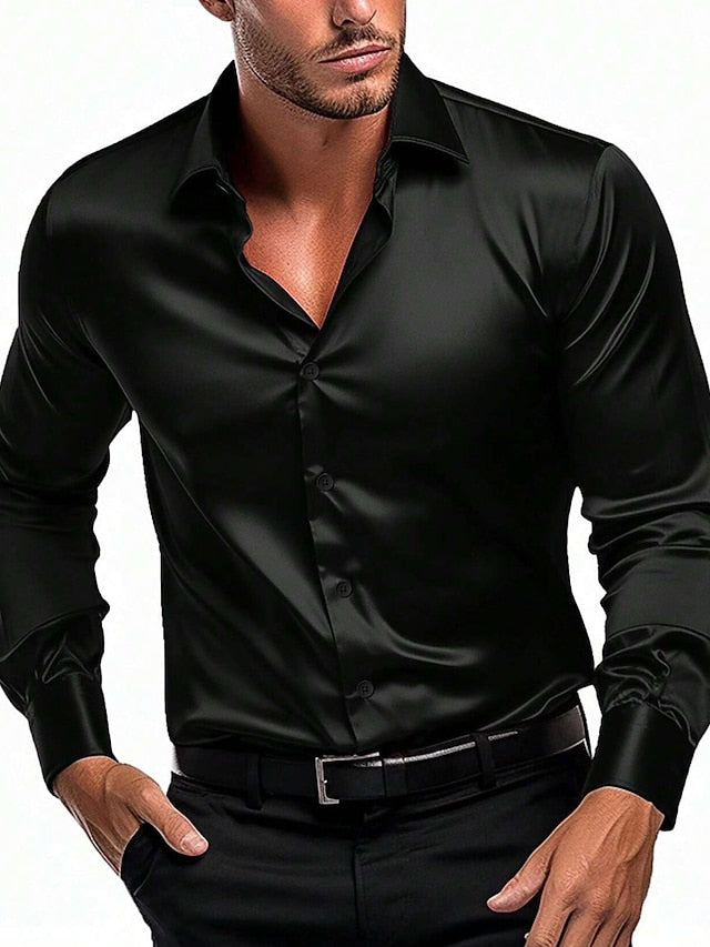 Satin Men's Button Up Shirt Fashion Boss 21