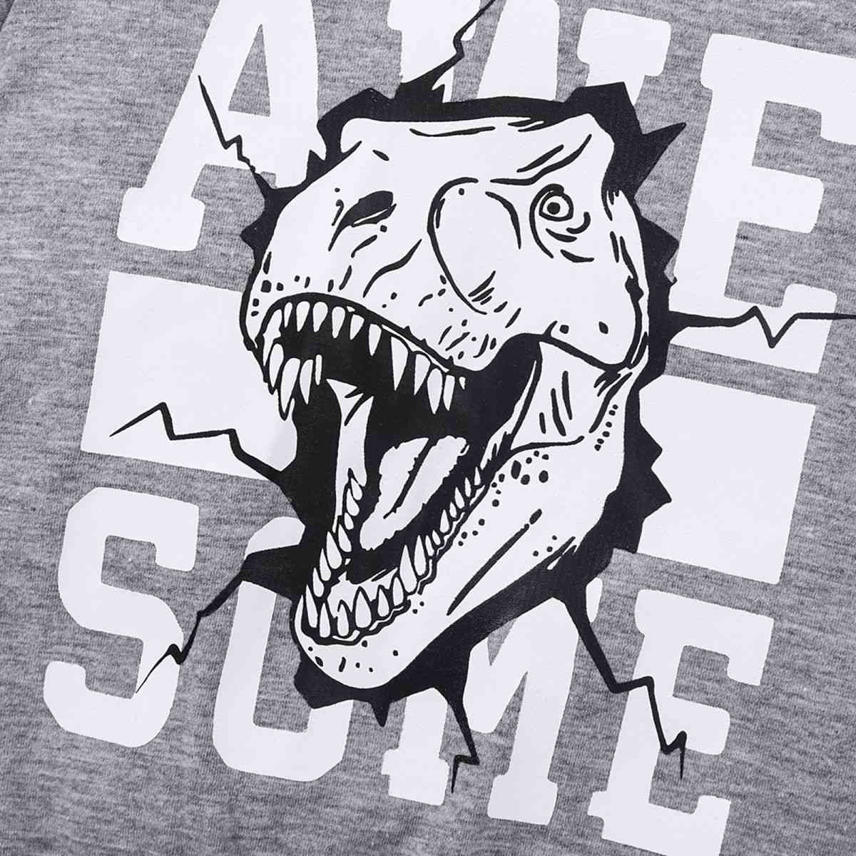 Kids Graphic Sweatshirt and Dinosaur Print Joggers Set Trendsi