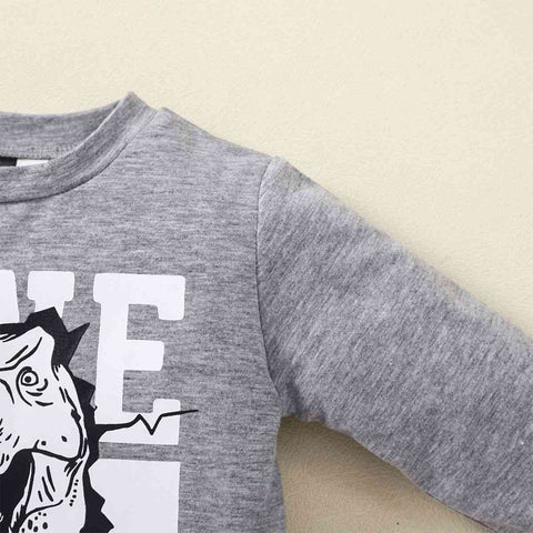 Kids Graphic Sweatshirt and Dinosaur Print Joggers Set Trendsi