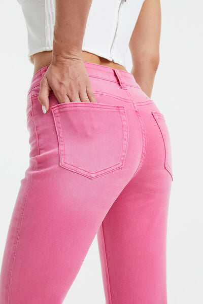 Full Size High Waist Distressed Raw Hem Jeans Trendsi